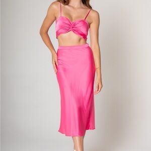 Pink Satin Two-Piece Set